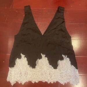 Zara Satin Cami Top with Lace Trim
